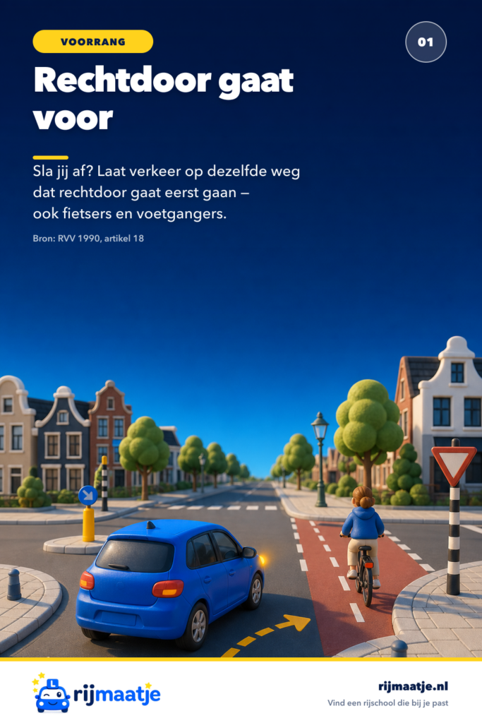 Wie heeft voorrang bij afslaan? Rechtdoor op dezelfde weg gaat voor – Rijmaatje