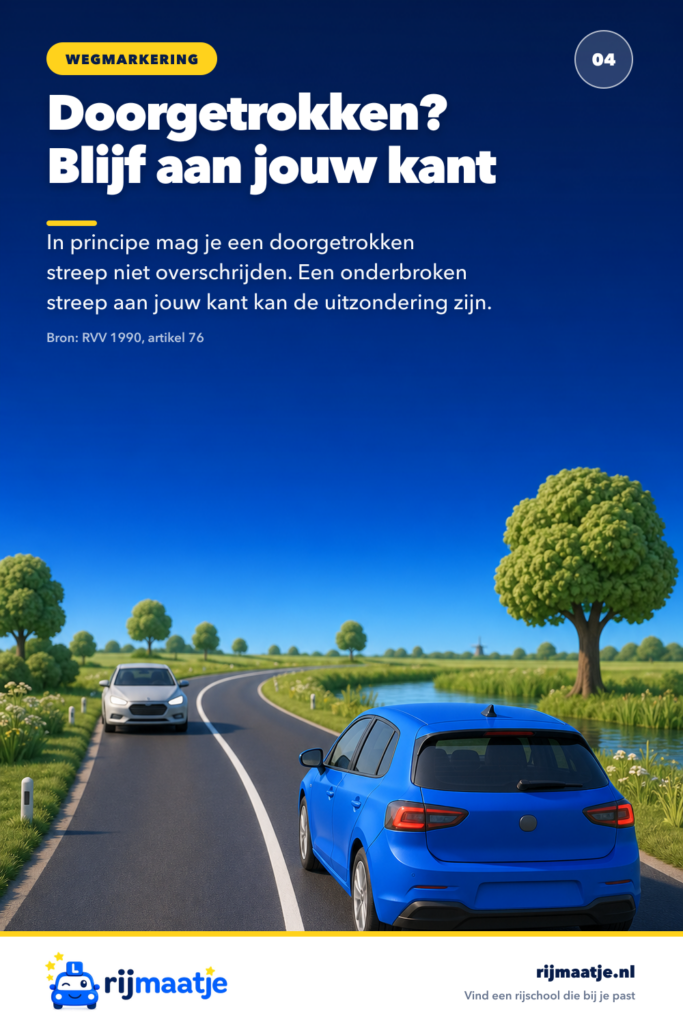 Mag je over een doorgetrokken streep rijden? – Rijmaatje