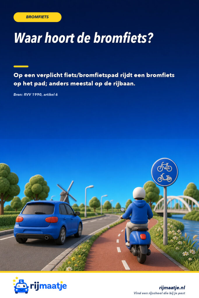 Moet een bromfiets op het fiets/bromfietspad of op de rijbaan? – Rijmaatje