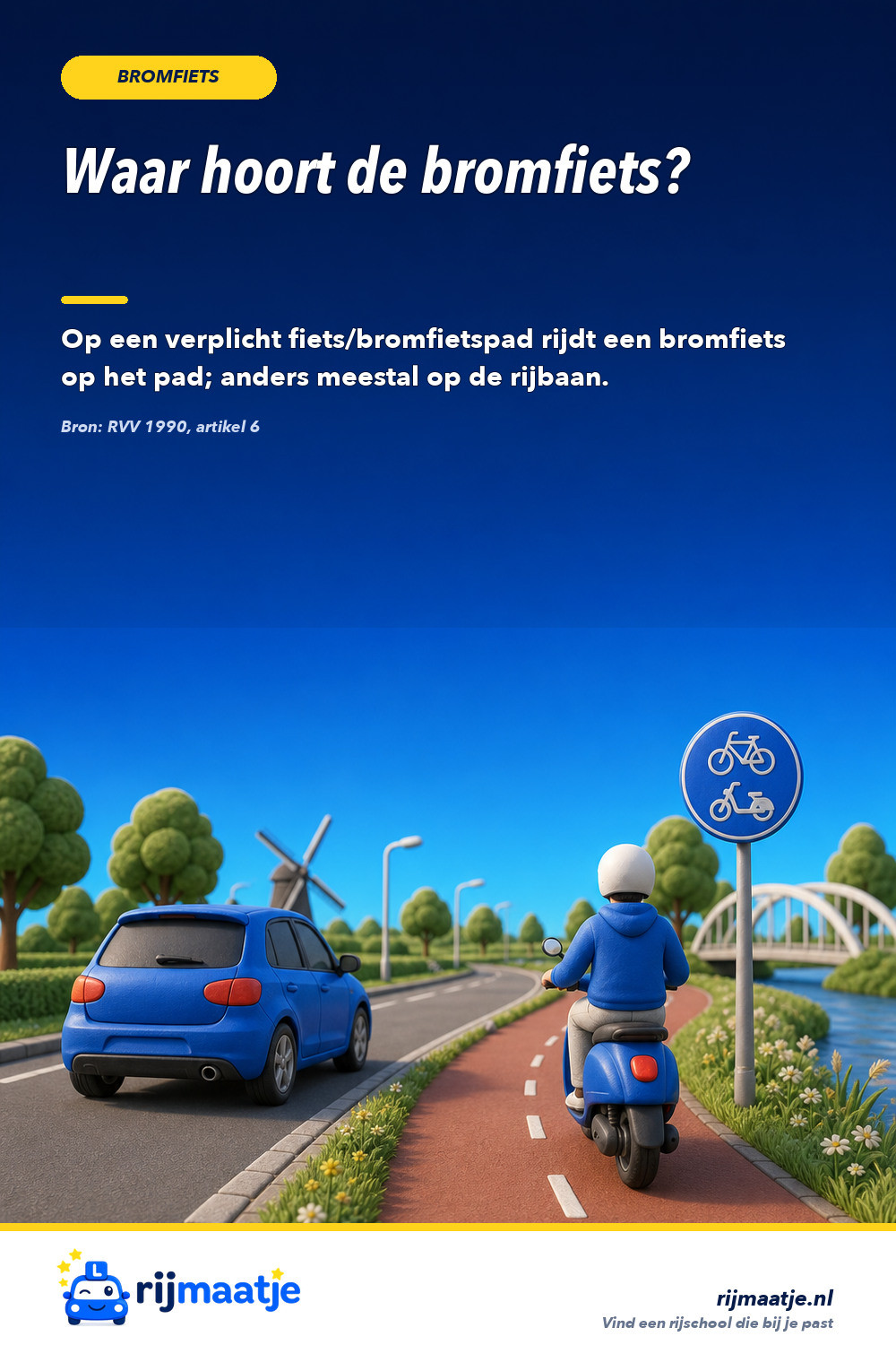 Moet een bromfiets op het fiets/bromfietspad of op de rijbaan? – Rijmaatje