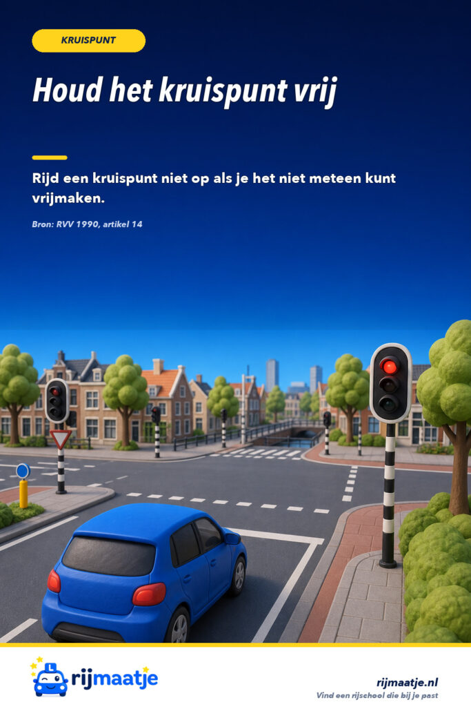 Mag je een kruispunt oprijden als het verkeer vaststaat? – Rijmaatje