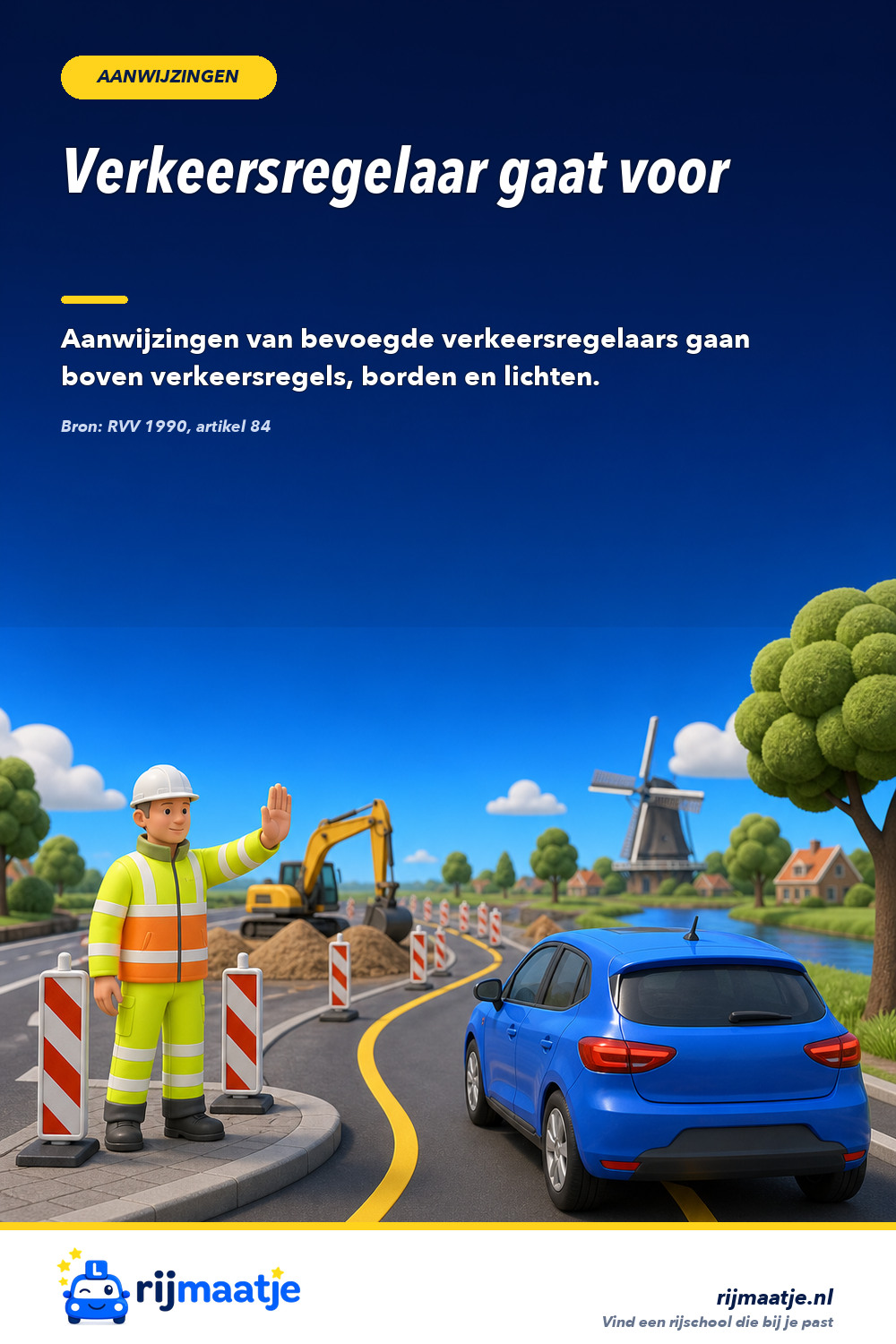 Wat gaat voor: een verkeersregelaar of een verkeerslicht? – Rijmaatje