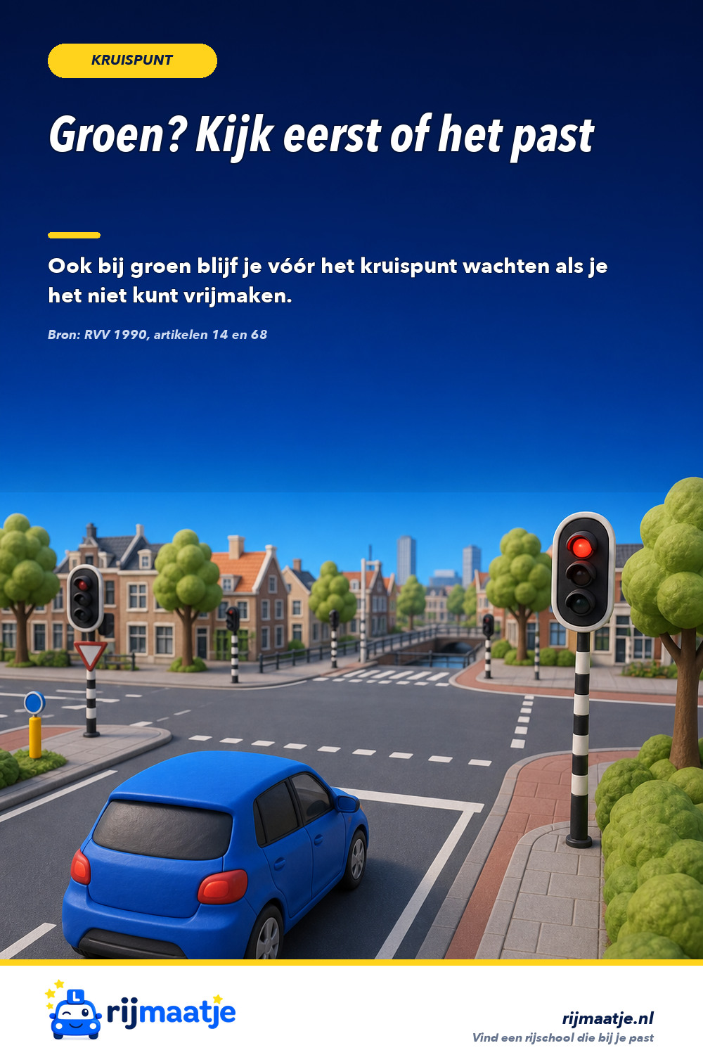 Mag je bij groen een vol kruispunt oprijden? – Rijmaatje