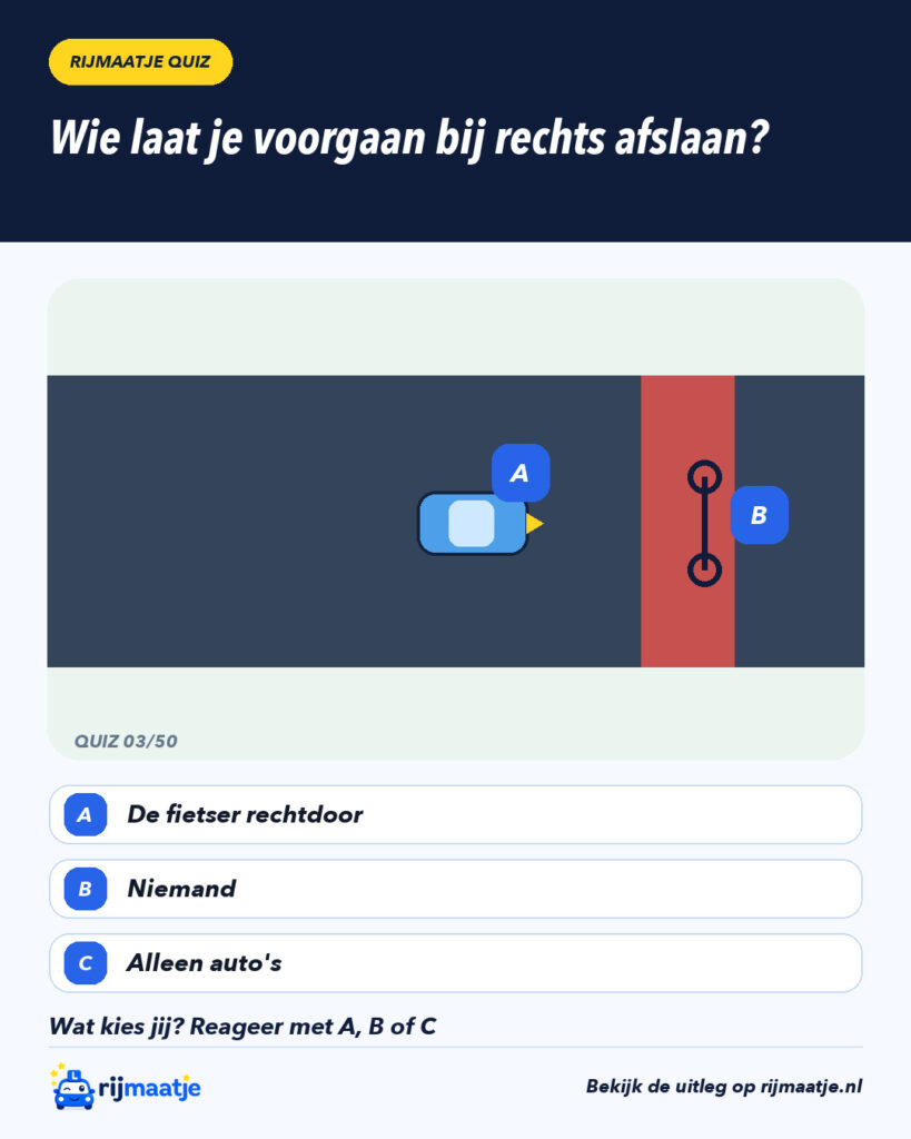 Wie laat je voorgaan bij rechts afslaan? – Rijmaatje