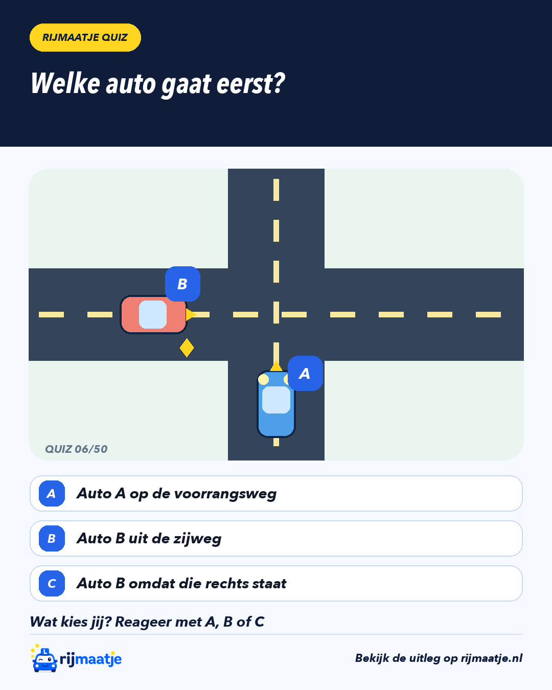 Welke auto gaat eerst? – Rijmaatje
