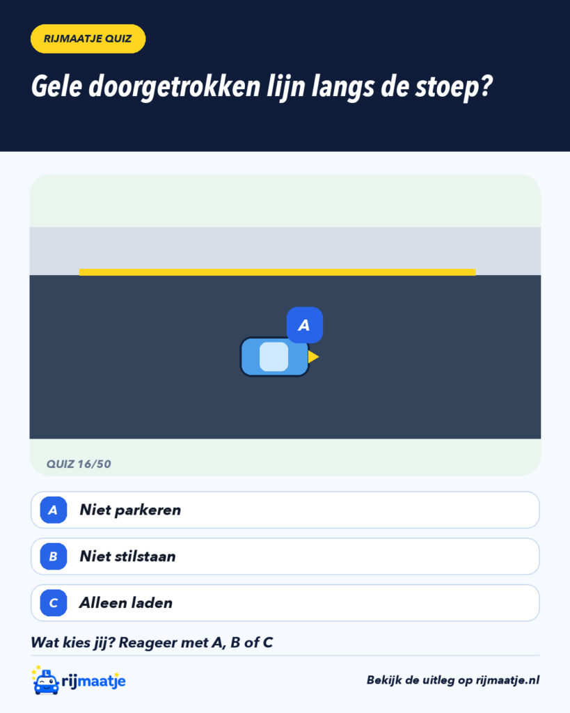 Gele doorgetrokken lijn langs de stoep? – Rijmaatje