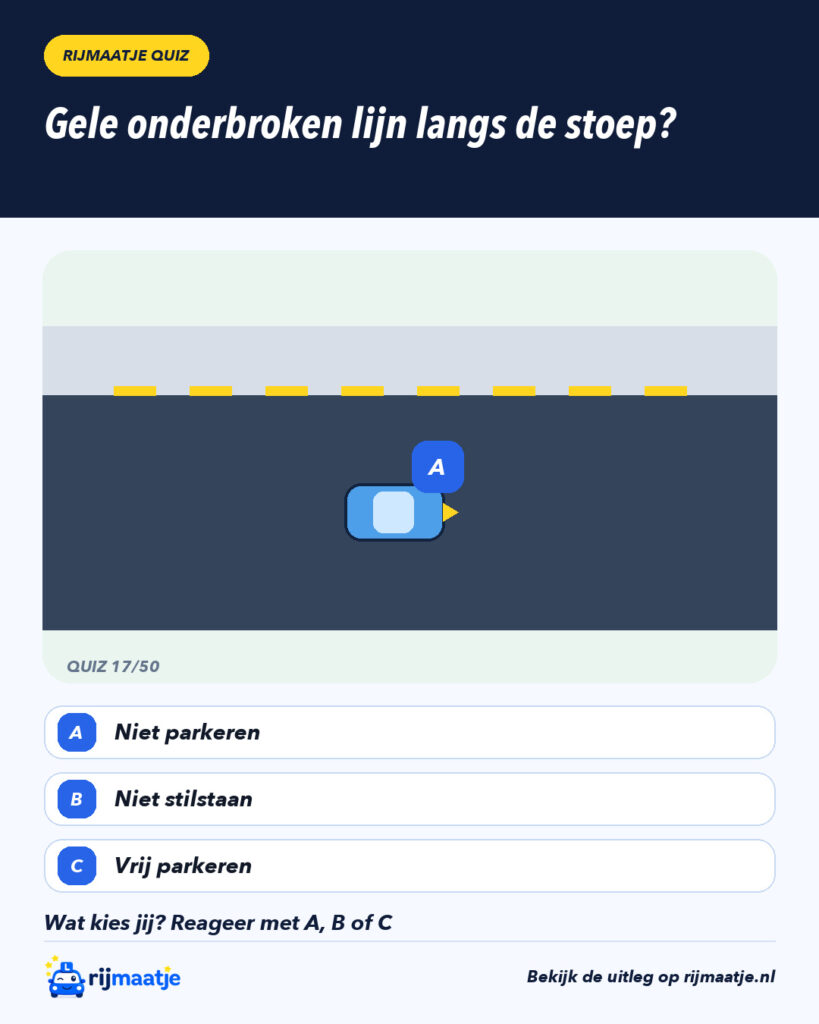 Gele onderbroken lijn langs de stoep? – Rijmaatje