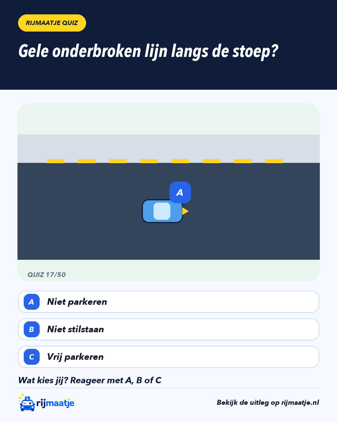 Gele onderbroken lijn langs de stoep? – Rijmaatje