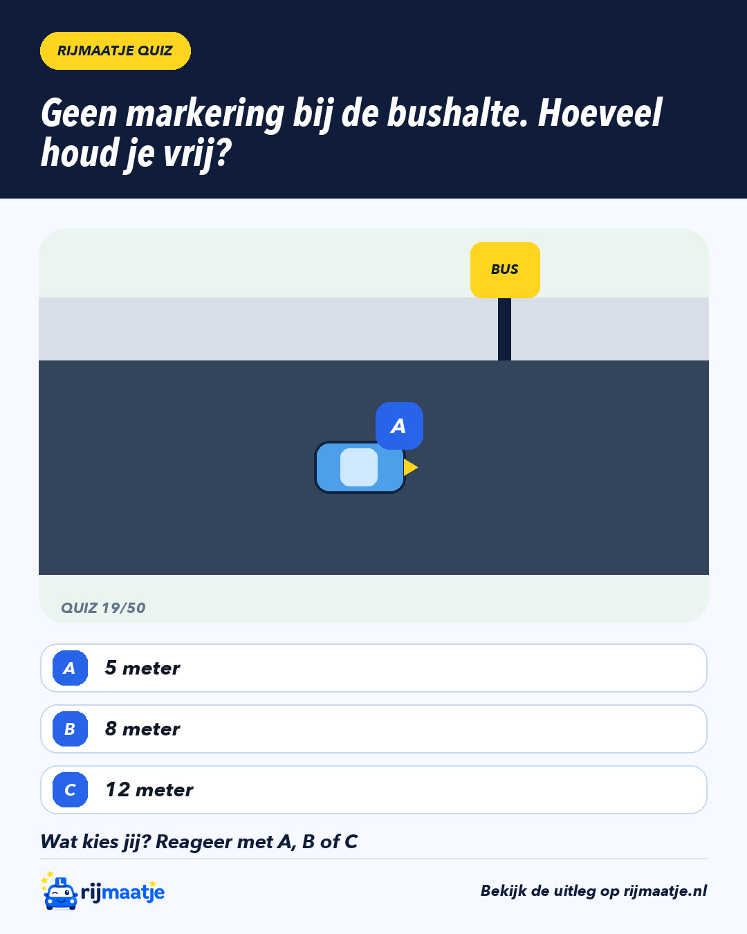 Geen markering bij de bushalte. Hoeveel houd je vrij? – Rijmaatje