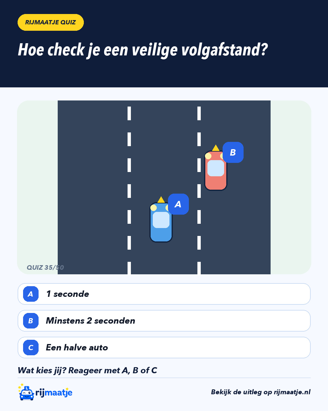 Hoe check je een veilige volgafstand? – Rijmaatje