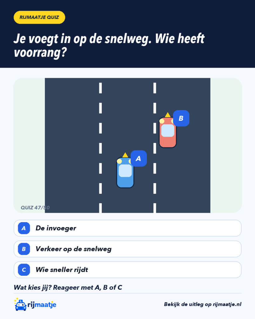 Je voegt in op de snelweg. Wie heeft voorrang? – Rijmaatje