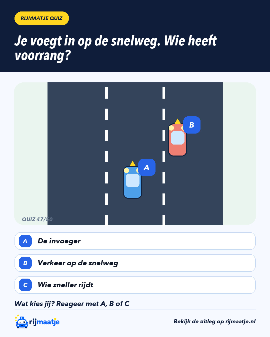 Je voegt in op de snelweg. Wie heeft voorrang? – Rijmaatje