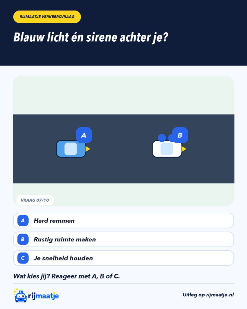 Blauw licht én sirene achter je? – Rijmaatje