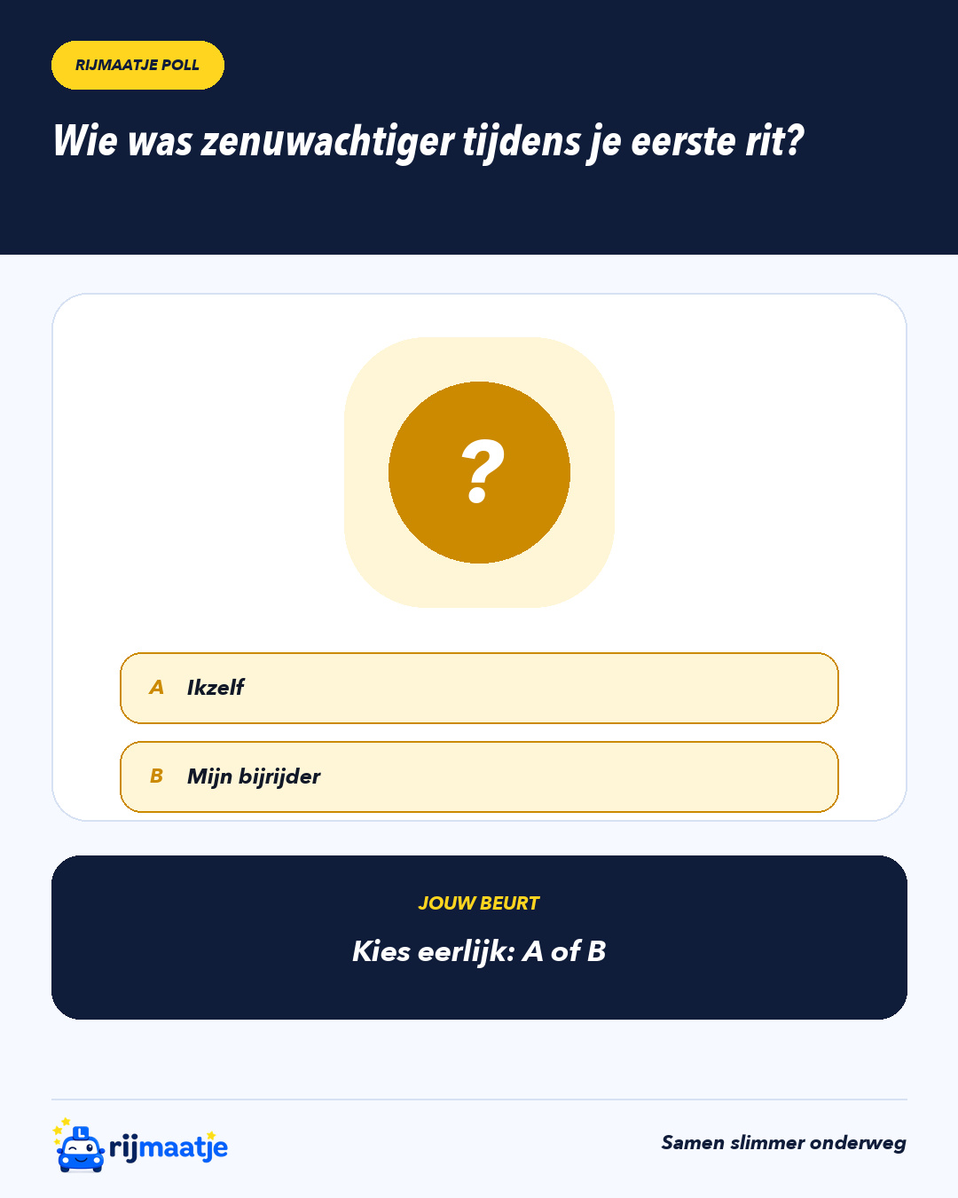 Wie was zenuwachtiger tijdens je eerste rit? – Rijmaatje