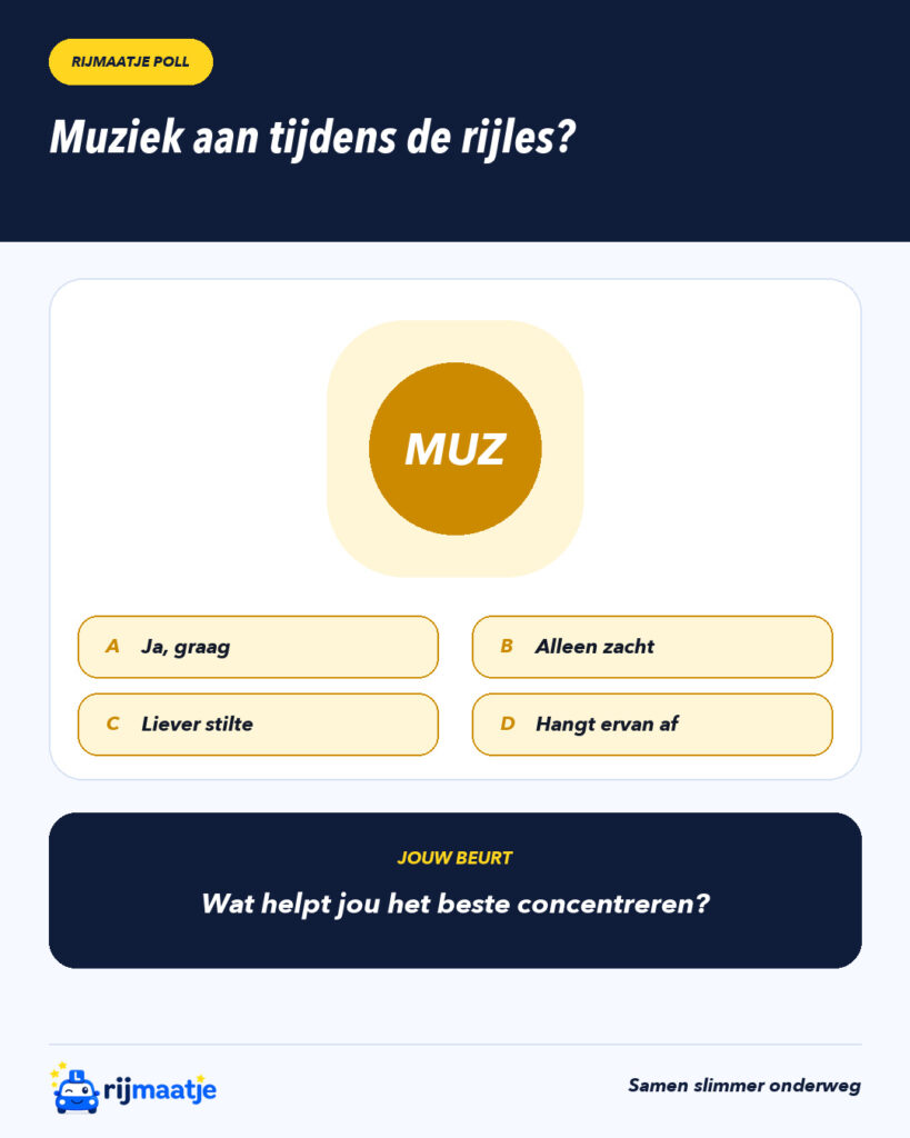 Muziek aan tijdens de rijles? – Rijmaatje